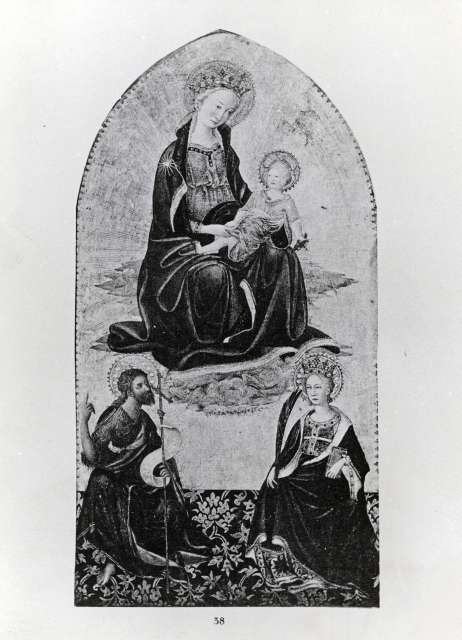 Anonimo — Starnina Gherardo - sec. XIV/ XV - Madonna con Bambino in gloria tra san Giovanni Battista e santa Caterina d'Alessandria — insieme